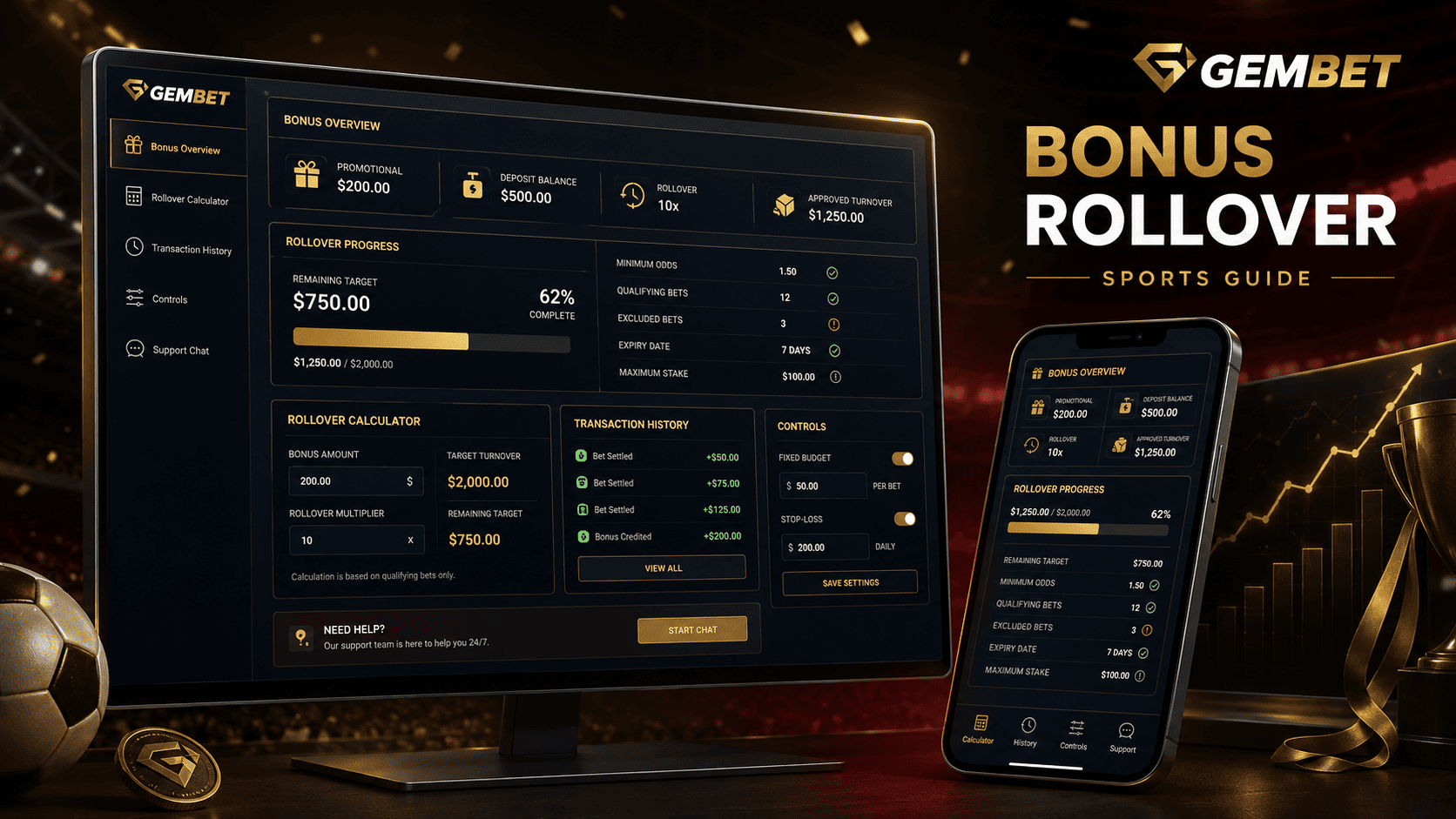 Gembet help sports bonus rollover guide