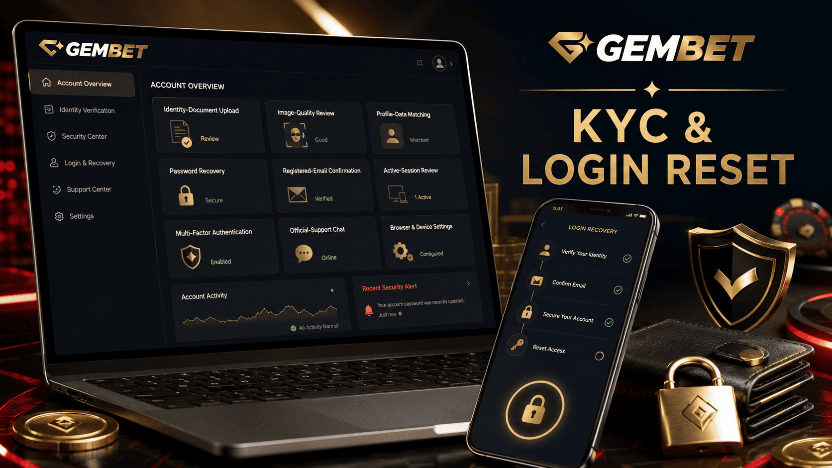 Gembet help KYC verification and login resets