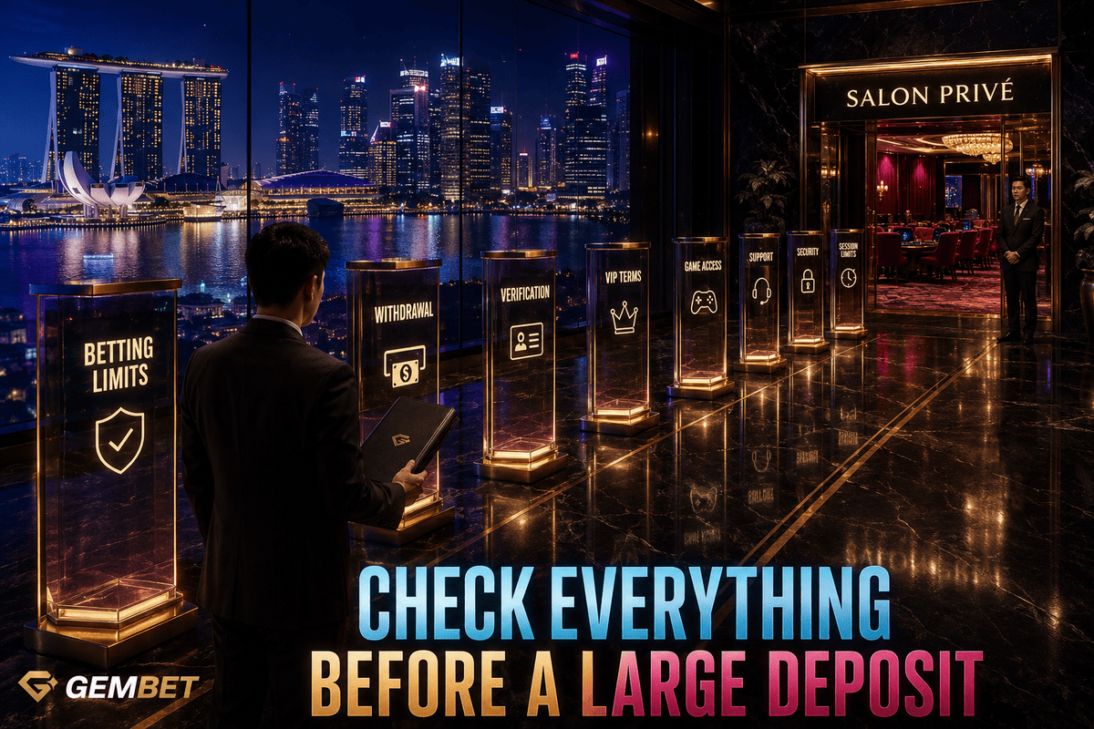 High roller deposit checks at Gembet Singapore