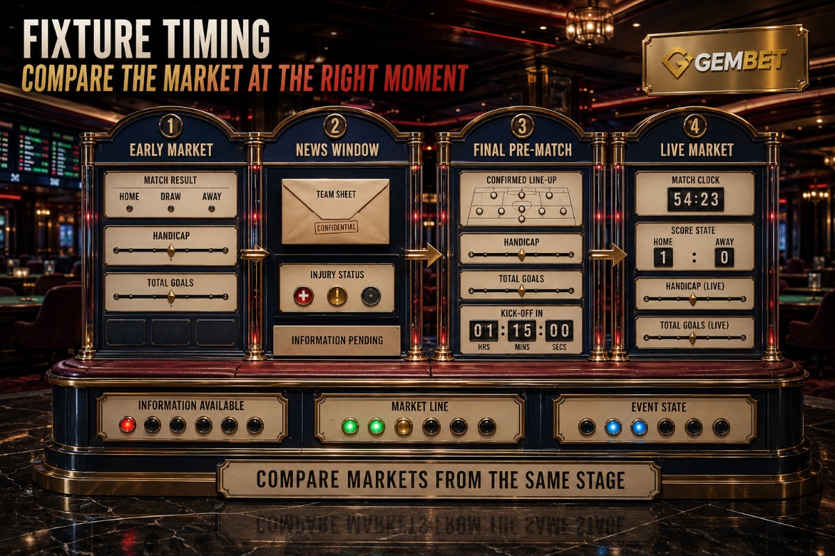 Fixture timing used to compare early, pre-match and live sports betting markets