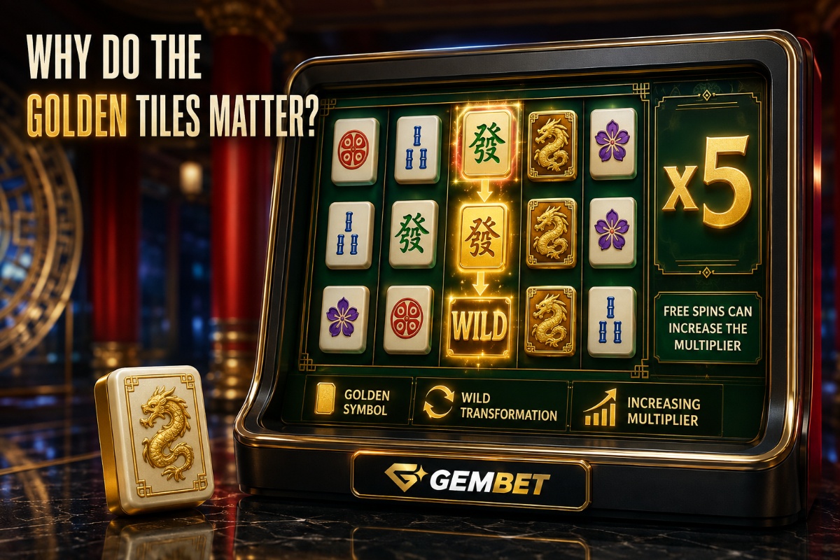Mahjong Ways slot showing golden symbols free spins and increasing multipliers